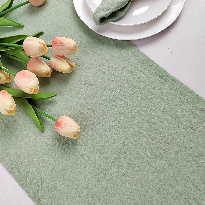 Solid Colour 100% Cotton Table Runner Event Party Supplies Simple Elegant Fabric Decor Placemat for Holiday Wedding Christmas