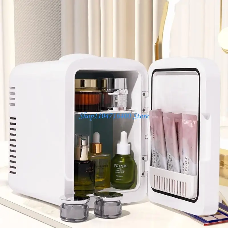 

y1gd Car Bedroom Cosmetic Refrigerator Fridge 4L Coolers and Warmer with LED Mirror
