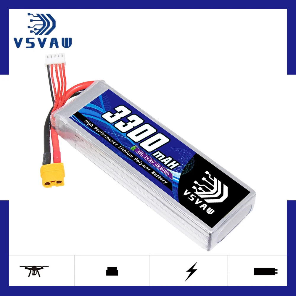 MAX Upgrade 90C/180C VSVAW 3300mAh 14.8V 4S Lipo Battery Remote Control Car Model Ship Model FPV Toy Lithium ion Battery