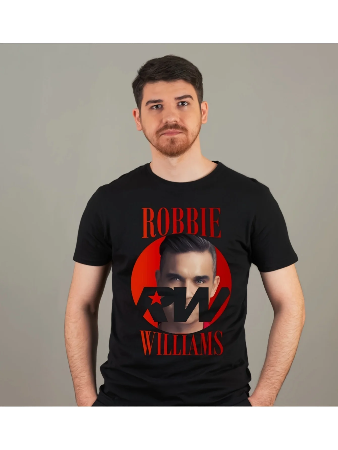 Футболка Robbie Williams, Live Tour 2025 Gig Concert для мужчин и женщин, хлопковые мужские оригинальные подарки, футболки с короткими рукавами в стиле Харадзюку