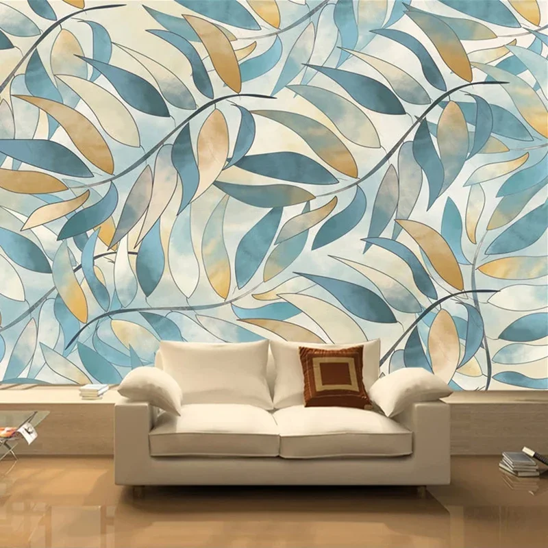 Custom Wall Mural Wallpaper Hand Painted Leaves American Style Bedroom Living Room Sofa TV Background Photo Wall Paper Kitchen