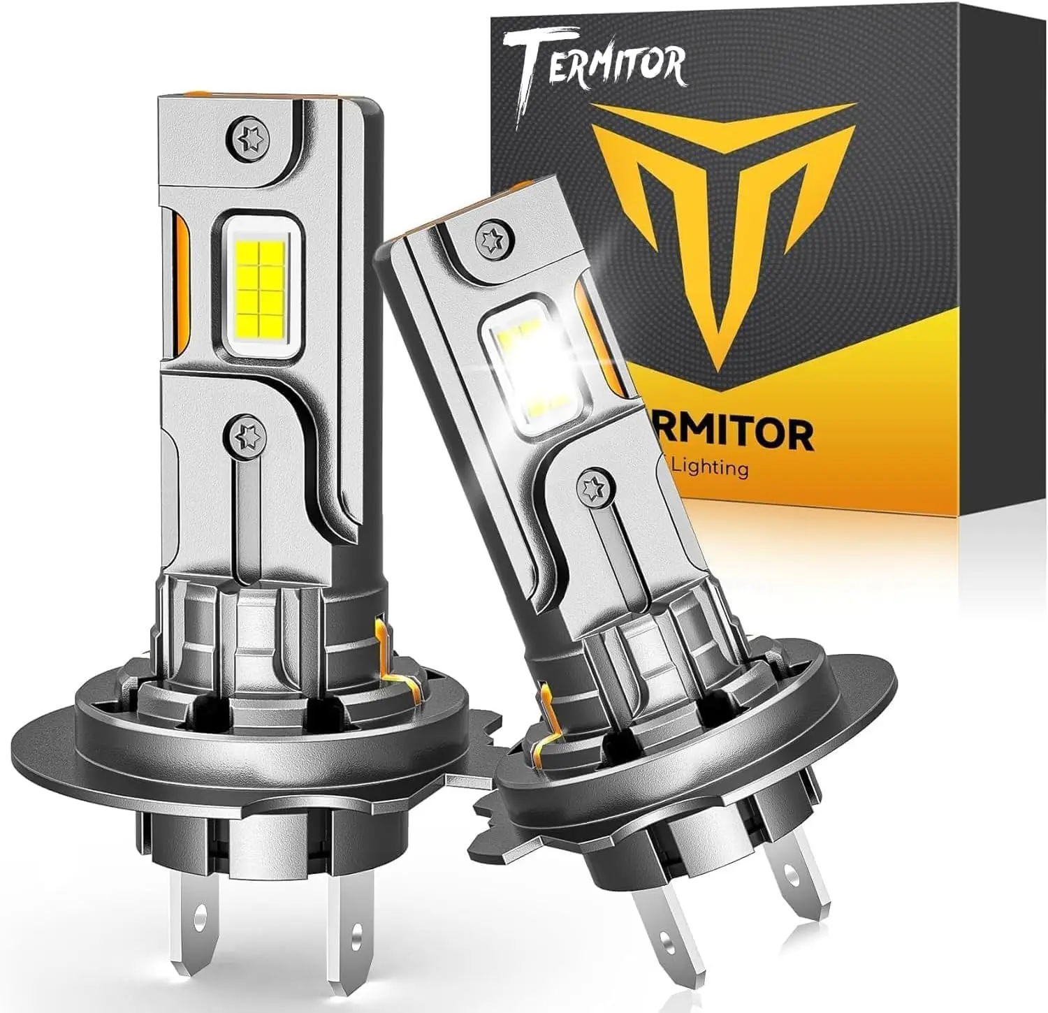 Termitor H7 LED Bulbs – 50,000LM High Brightness, 1:1 Halogen Fit, Plug & Play, 3-Min Install, IP68 Waterproof, 10-Year Lifespan, with fan 2-Pack