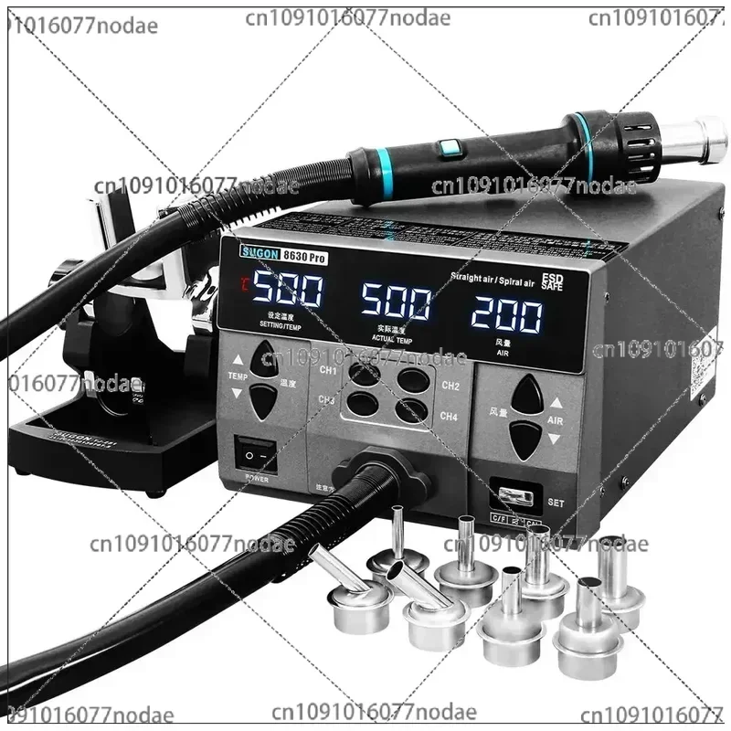 2024 SUGON 8630Pro 1300W Hot Air Gun Digital Display BGA Rework Curved Nozzle Welding Repair Desoldering Station