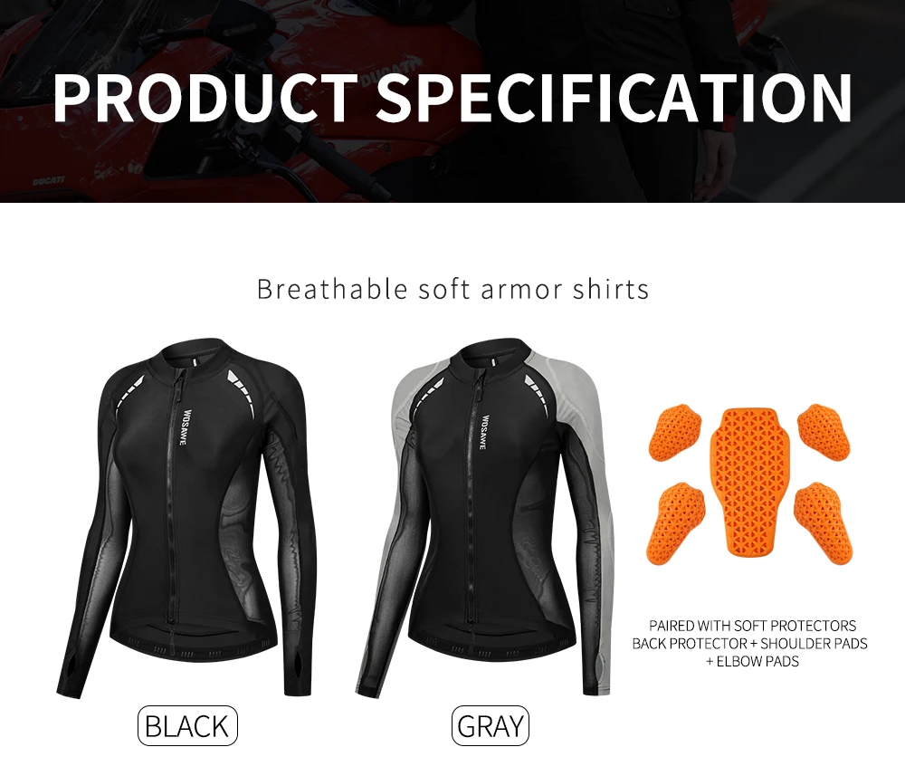 WOSAWE-Chaqueta de armadura suave para motocicleta para mujer, equipo de protección para montar en Motocross, protección de hombros, certificación CE, ropa de Moto