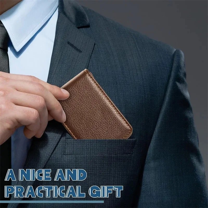 PU Leather Business Card Wallet  Case Pocket Business Name Card Holder with Magnetic Shut Credit Card ID
