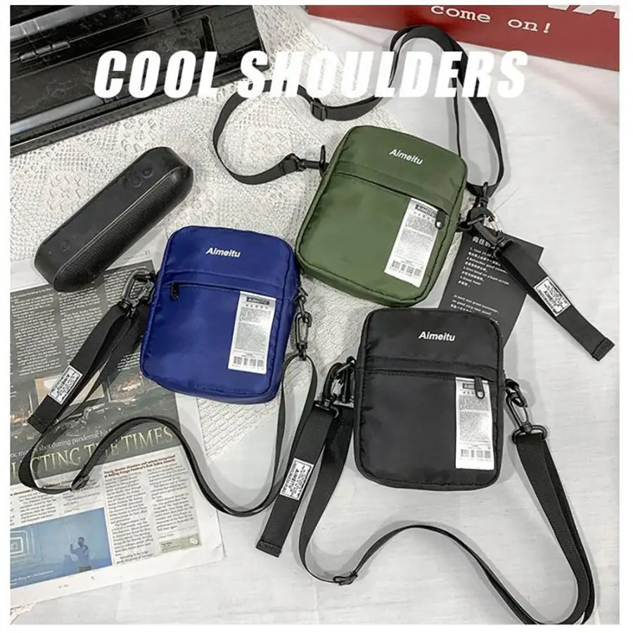 Fashion Men Shoulder Bag Handbag Mini Crossbody Pouch Nylon Phone Pouch Cool Girl Messenger Bag Short Travel Bags