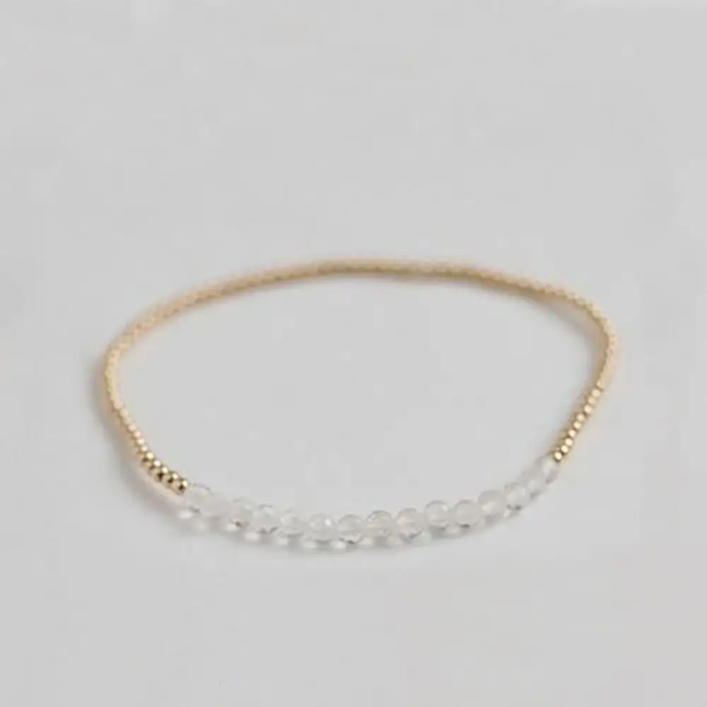 Gold Plated Stackable Beaded Bracelet Elasticity Tarnish Resistant Boho Stone Bracelet Elegant Waterproof Stretch Bracelet