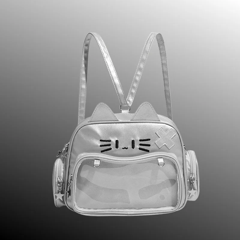 

Pu Kawaii Cat Itabag Girl Travel Korean Clear Pocket Shoulder Bag Crossbody Bag Women'S Fashion Backpacks Adjustable Strap Bag