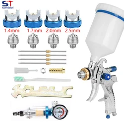 Suntool 1.4/1.7/2.0/2.5mm Nozzle Spay Gun Professional HVLP Gravity Airbrush DIY Spray Kit for Car Painting with 600ml 600CC Cup