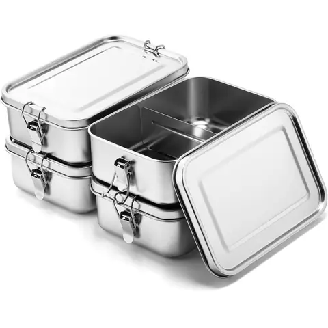 Lunch Box da 1200/2400 ml Contenitore per alimenti in metallo Bento Box in acciaio inossidabile 304 con chiusura di bloccaggio adatto per lavoro e scuola