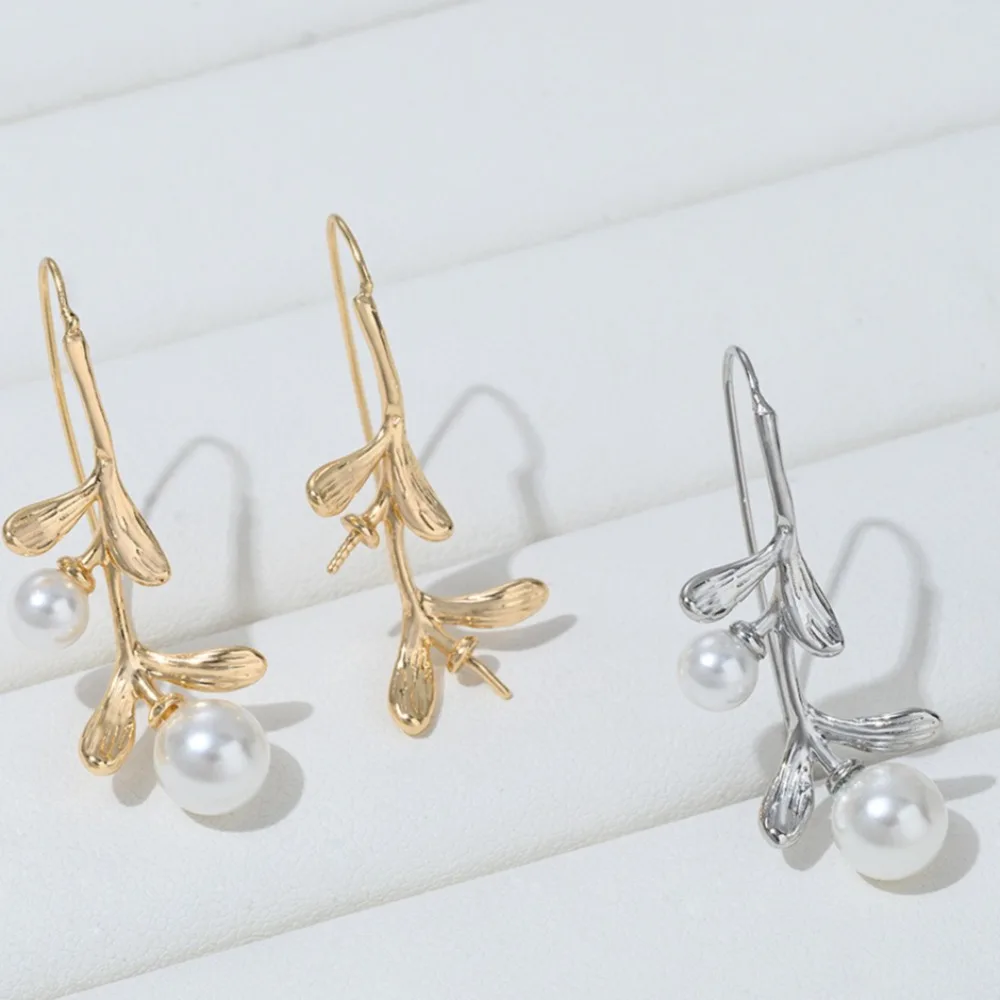 

14K Real Gold Baroque Petal Empty Ear Holder Ear Hook Sticky Pearl Handmade DIY Earrings Ear Hook Jewelry Accessories Material
