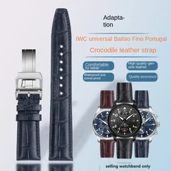 Men's Watch Strap Accessories Suitable for IWC Portugal Taofeno Pilot Series Crocodile Leather Watch Strap 20/21/22mm