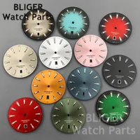 BLIGER estéril 33,5mm Sunberst gradiente reloj Dial 6 en punto calendario luminoso ajuste NH35 NH36 NH38 piezas de reloj de movimiento automático