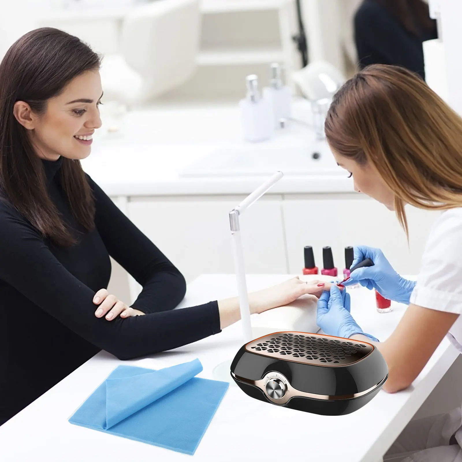 Niet-geweven stof nagelstoffilters 200 vellen vervanging voor verzamelaar herbruikbaar snijdbaar formaat blauw roze stijlvolle kleuren