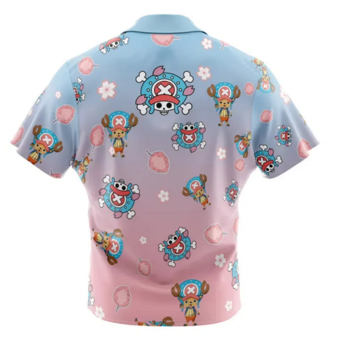 Men's One Piece Hawaiian Shirt Summer Cartoon Character Print Short Sleeve Casual Anime Kids Clothes Beach Holiday Shirt Tops