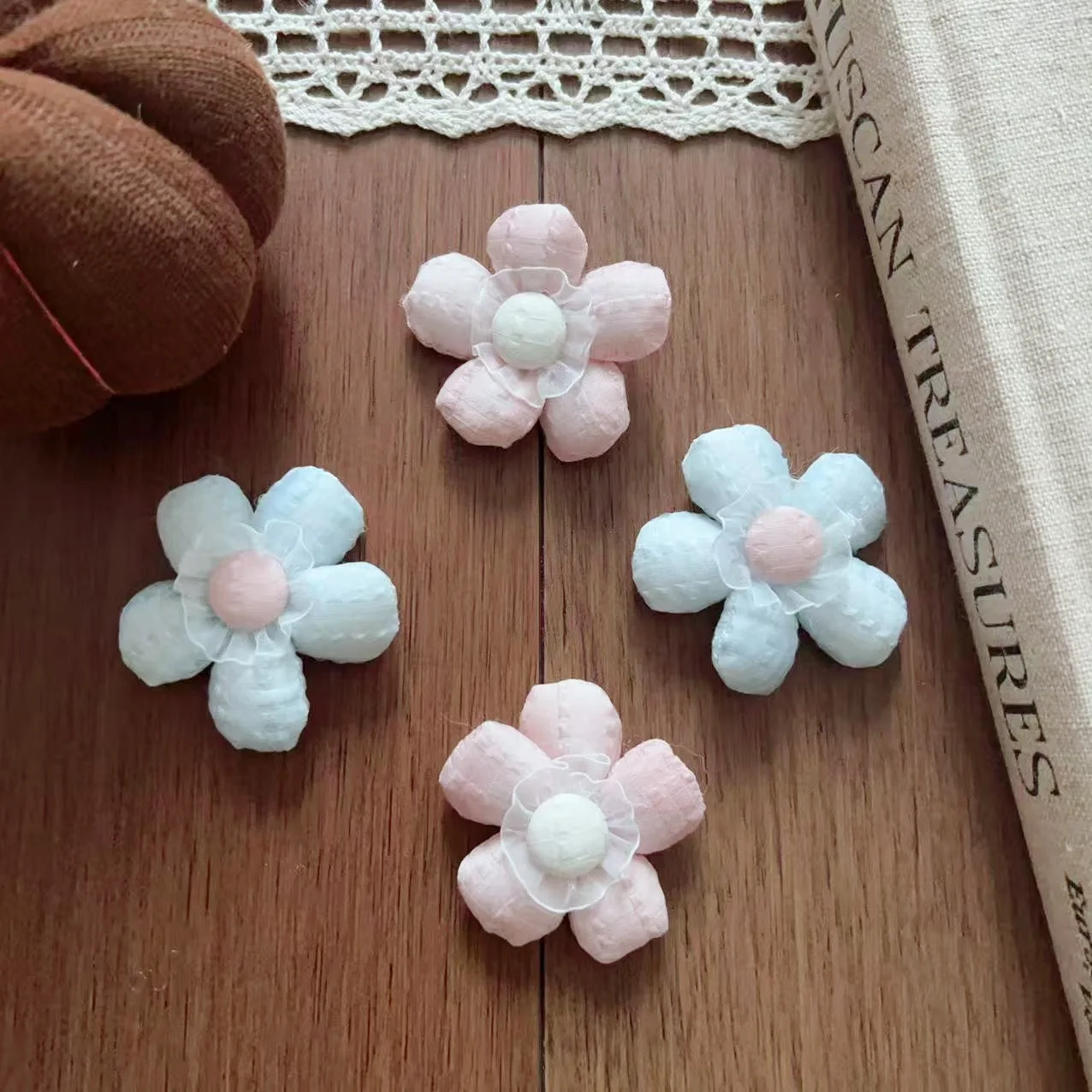 

Premium Fabric Multicolor Five Petal Flower Hair Clip Brooch Pin DIY for Shoes Socks Bag Kids Clothing Trim
