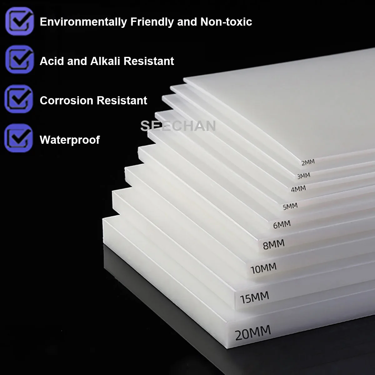 

Thickness 1-10mm White Polypropylene Board 100x100 105x148 100x200 200x200 148x210 210x297mm Food Grade PP Plastic Sheets Plate