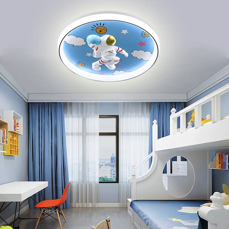 Creative Cartoon Boy Bedroom Spaceman Astronaut Lamp Girl Room Restaurant Aisle Angel Eye Protection LED Children's Ceiling Lamp