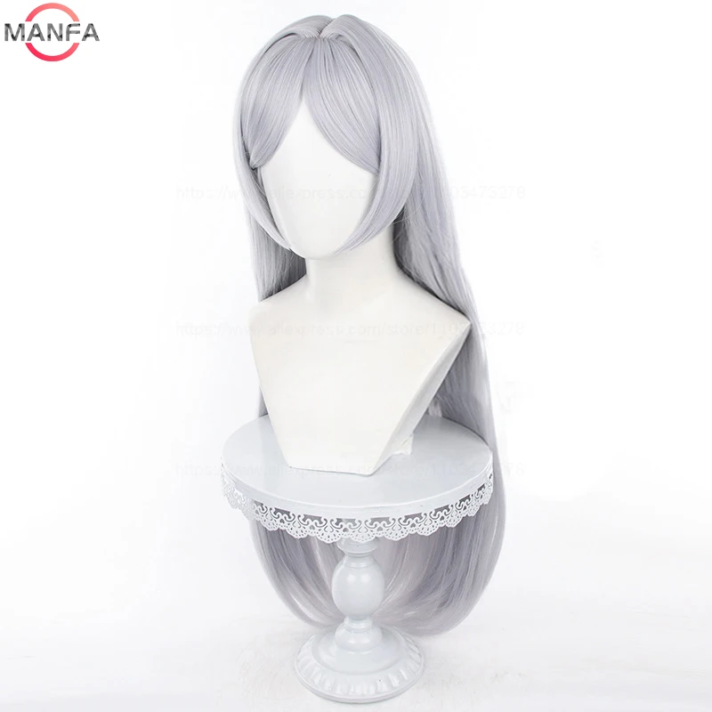 Parrucca Cosplay Frieren di alta qualità Anime Frieren al funerale parrucche bianche argento lunghe 85CM parrucche sintetiche resistenti al calore