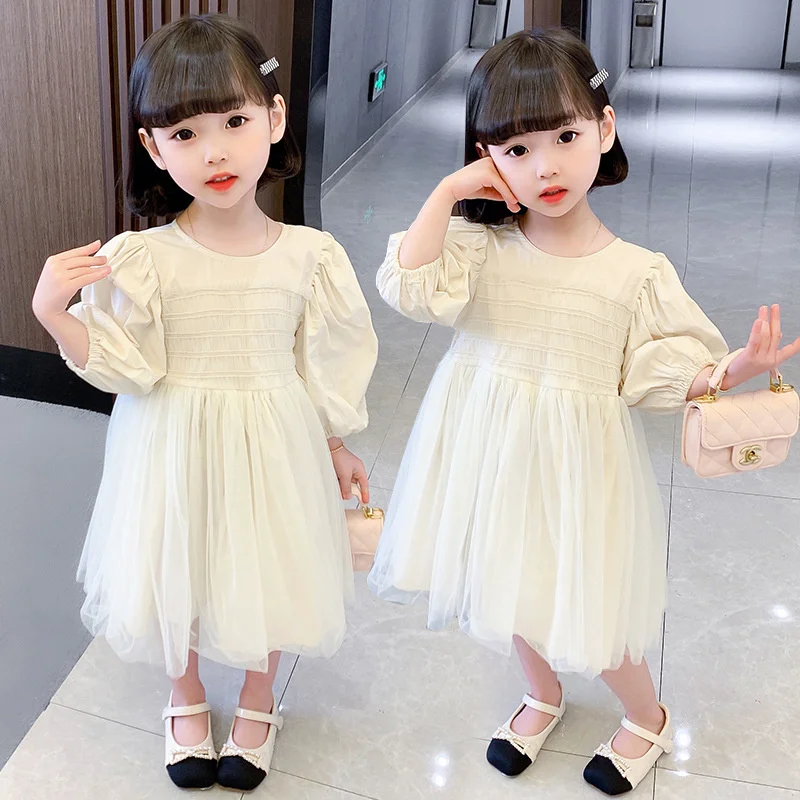 Girl Dress Kids Baby Party Birthday Evening Gown Cotton 2024 Beige Spring Autumn Outwear School Beach Flower Girl Dress Children