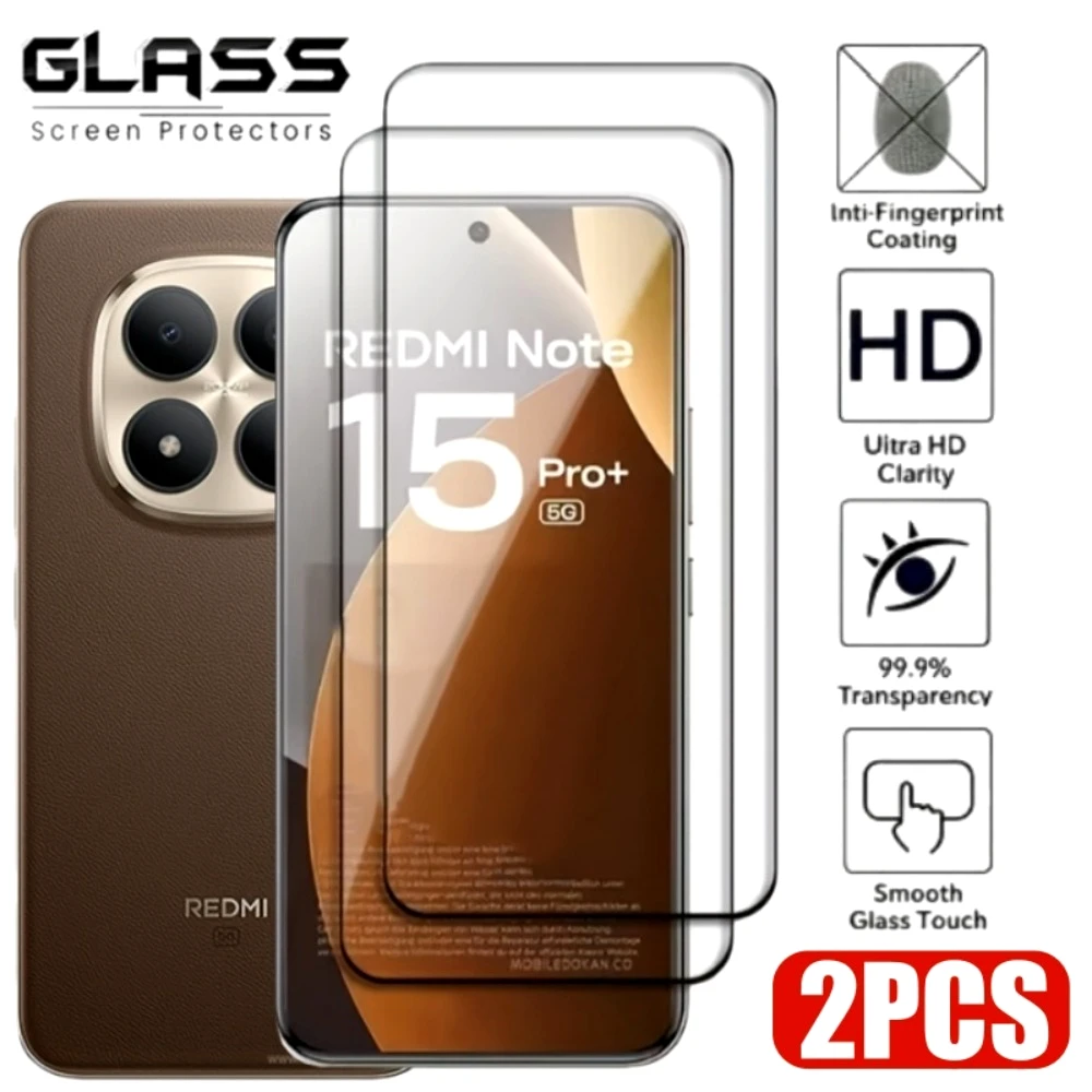 

2Pcs Full Coverage Tempered Glass for Redmi Note 15 14 13 Pro Plus 15 14 Pro 15 14 Ultra Clear Anti-Scratch Screen Protectors