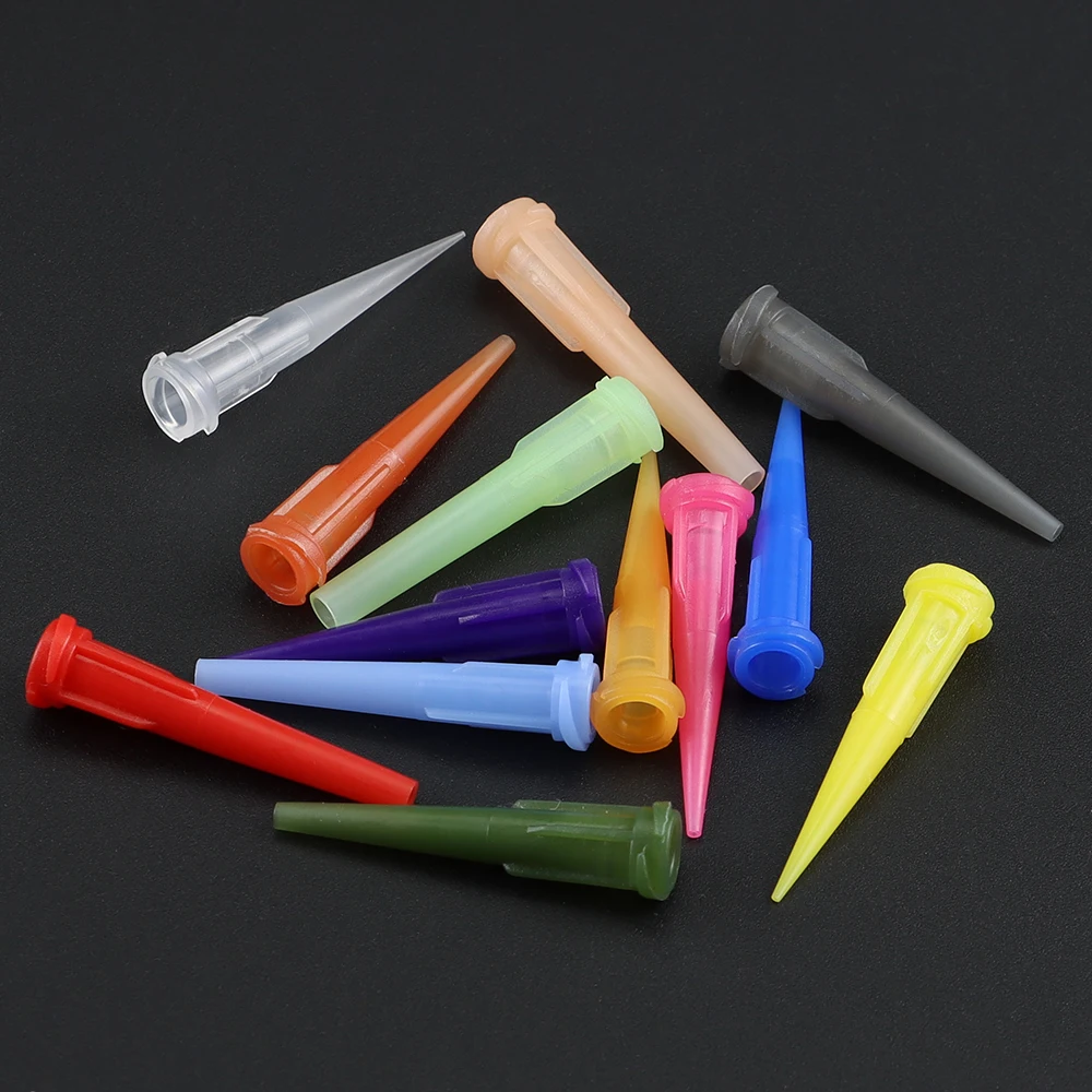 100pcs Plastic Tapered Pinhead 8G-30G Dispenser Needles Tip Plastic Glue Needle for Industry Oil or Glue Applicator