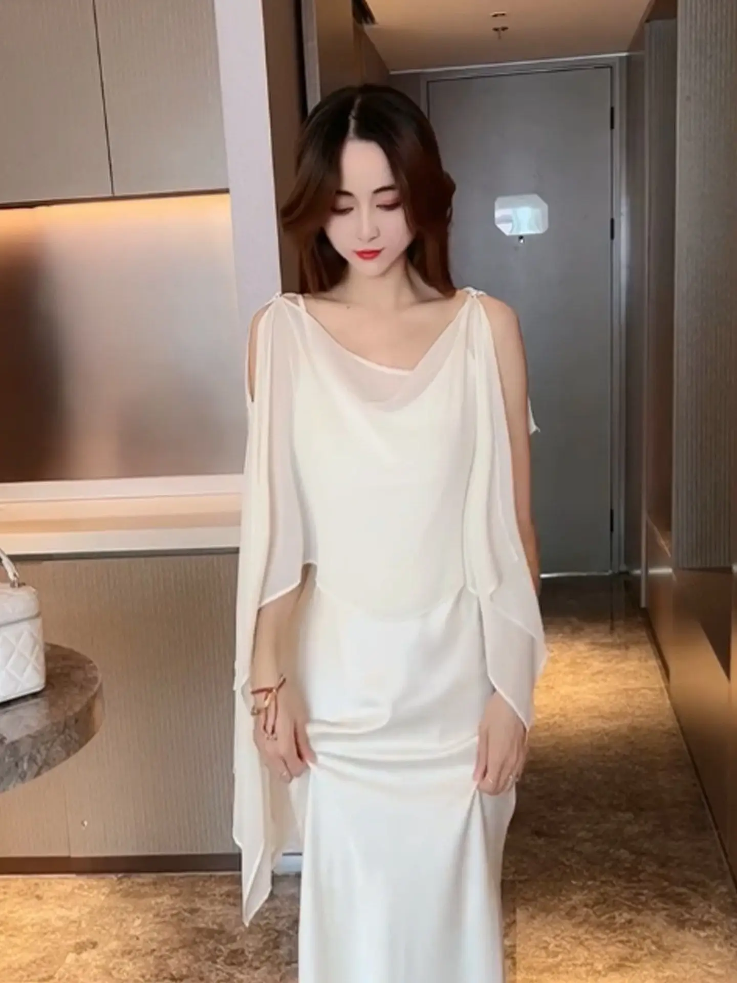 Elegant Summer Women's Chiffon Sun Protection Clothing Breathable Air Conditioning Cover up Thin Veil Outerwear with Skirt
