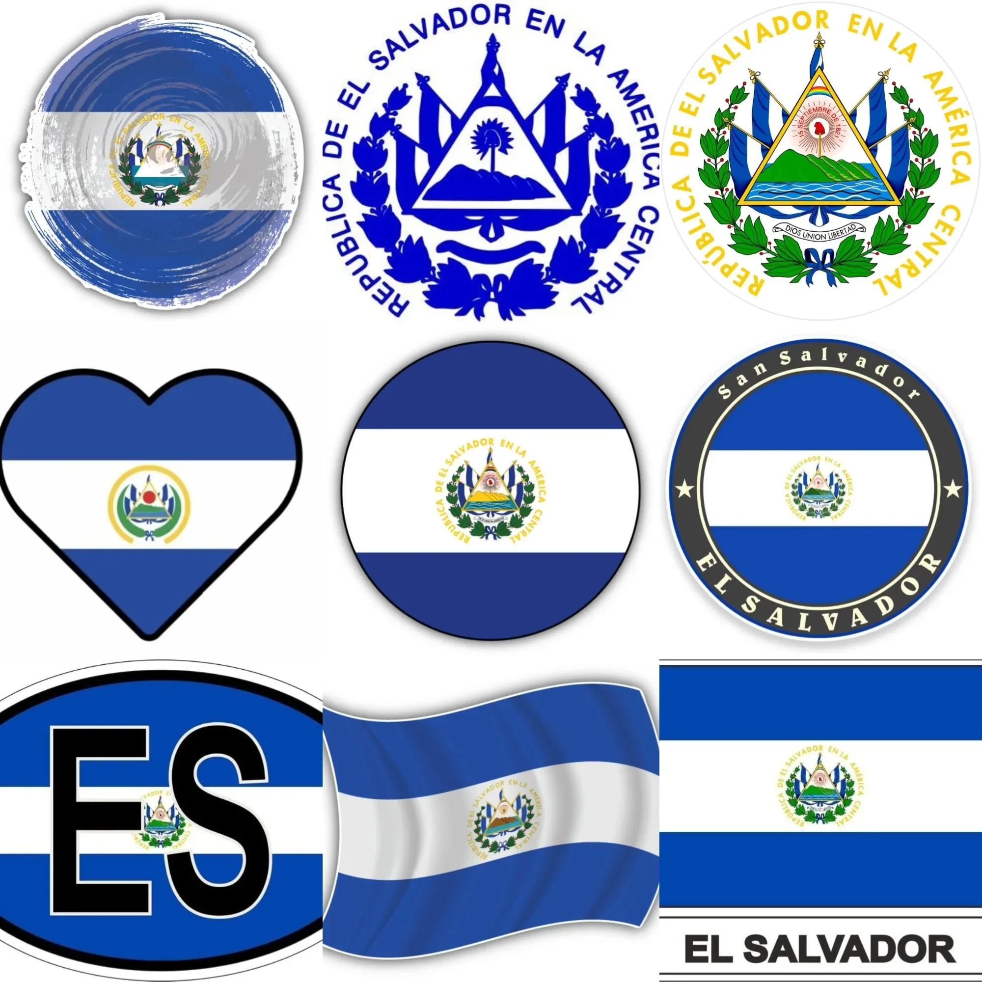 

ES El Salvador Flag Map National Emblem Creative Sticker for Decorate Car Truck Motorcycle Fridge Wall Window Decal Accessories