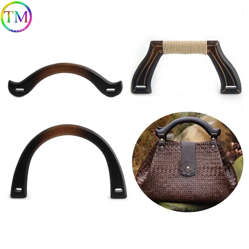 Vintage color Wood knit bags handbags handle, Wooden Bag Handle Accessories Wooden bag purse handle supplier wholesale