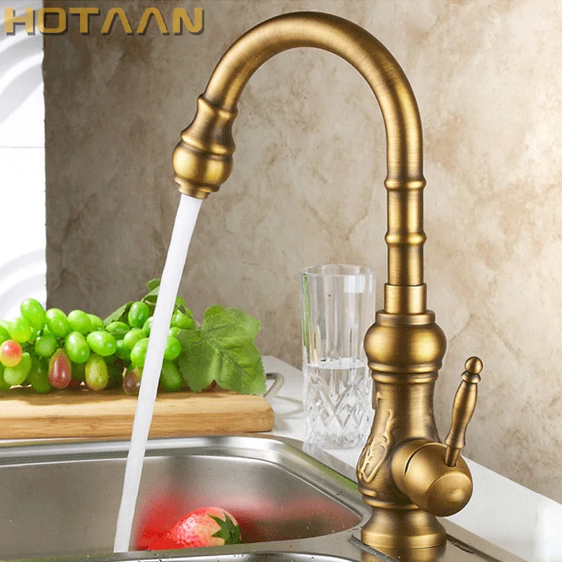 

Antique brass kitchen faucet bronze finish,water tap kitchen Swivel Spout Vanity Sink Mixer Tap Single Handle . 6020