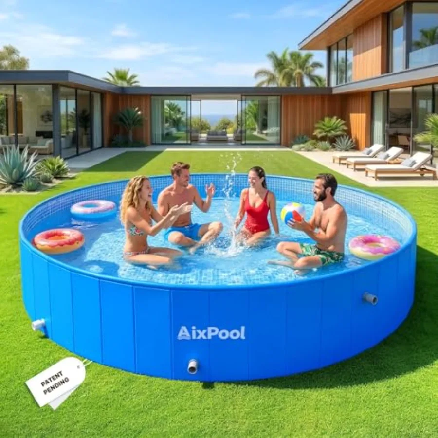 2026 Large Foldable Pool for Adult Backyard Use Heavy-Duty Plastic Blue Non-Inflatable Collapsible Design with Quick Setup