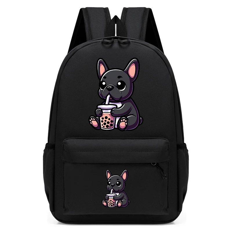 Children Schoolbag Boys Girls French-Bulldog Dog Bubble Tea Cartoon Backpack Backpack Back To School Backpack Kawaii Schoolbag