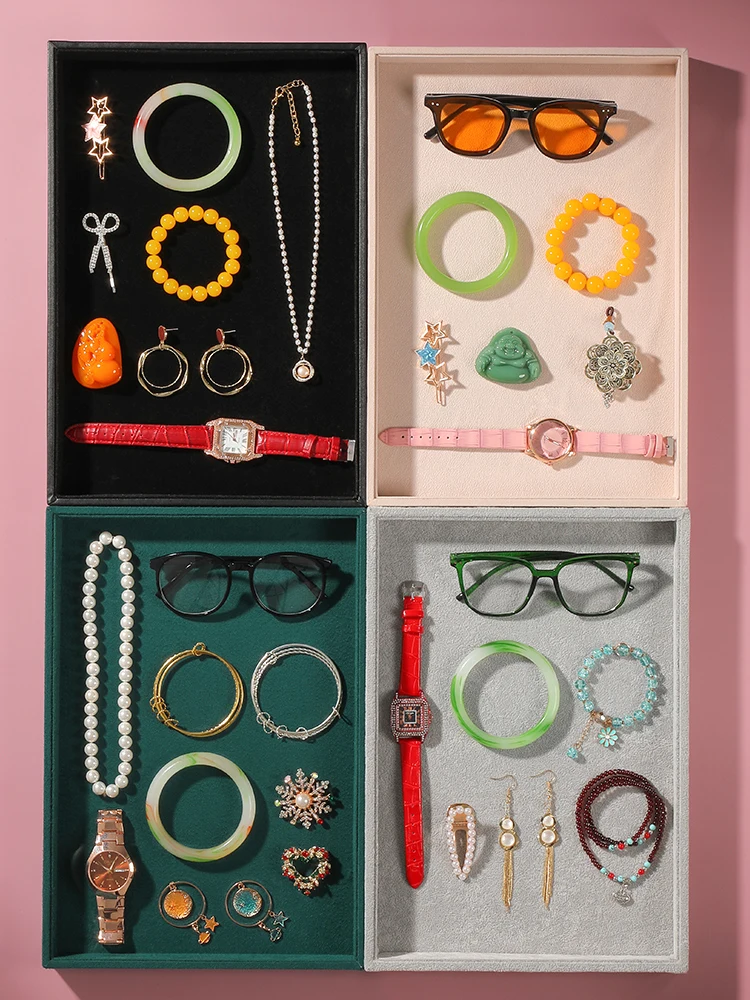 Velvet Jewelry Tray Multi-functional Display Storage Tray for Jewelry Pallet Stall Viewing Props Empty Tray for Organizing