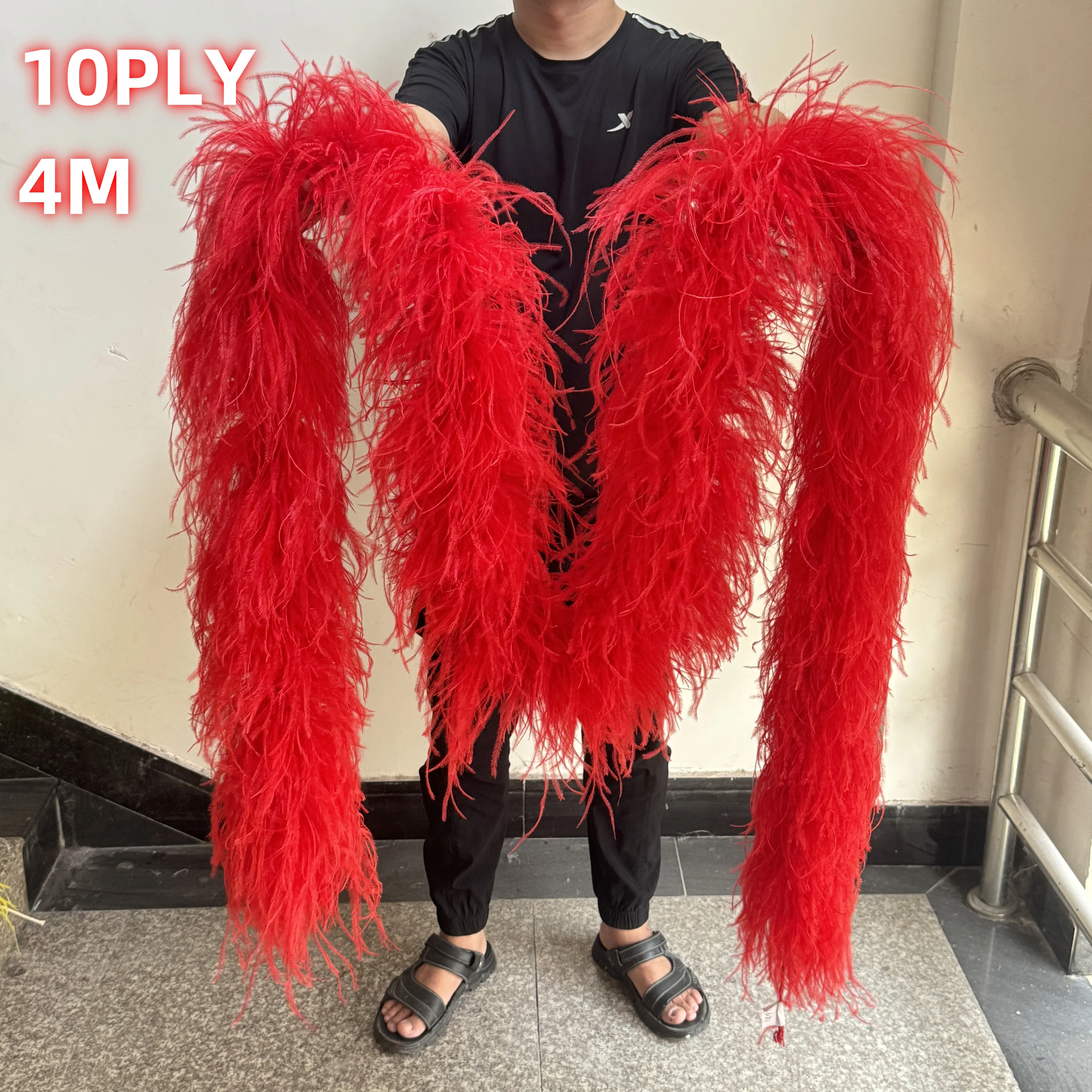 Customized Ostrich Feathers Trim Boa 2 3 4 Meters Long Decoration Plume Shawl for Wedding Party Dress Sewing Decoration 2Meter