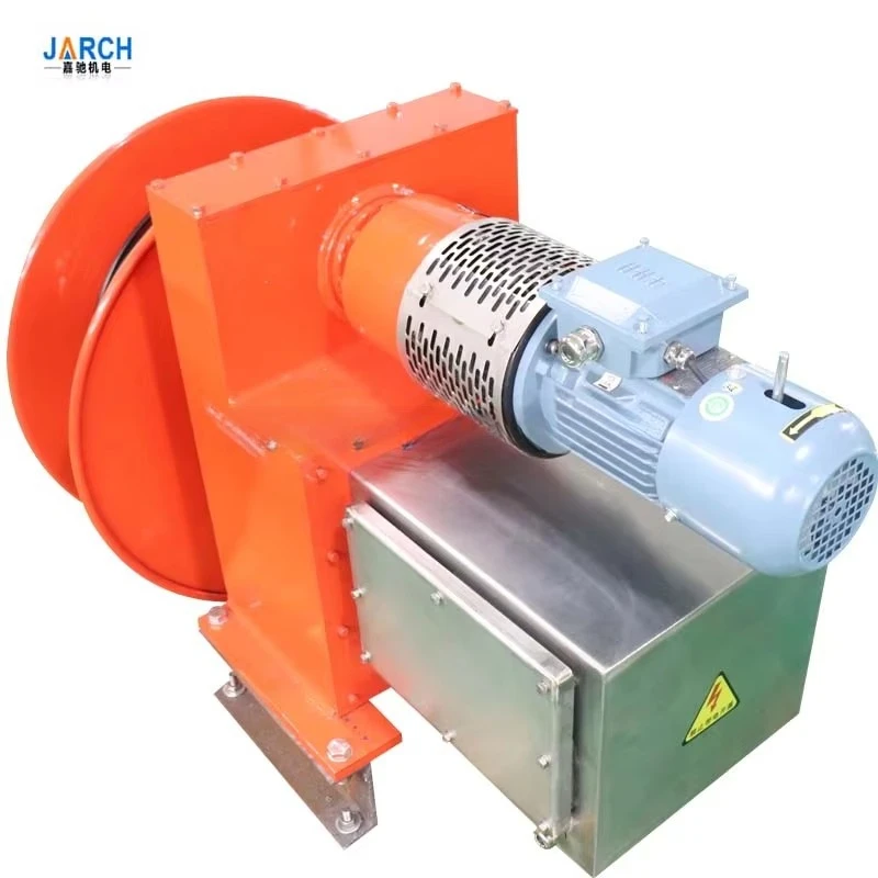 Electric Power Automatic Spring Rewind 100m Hose Reel Drum Large Strength Motorized Driven Cable Reel For Gantry Crane