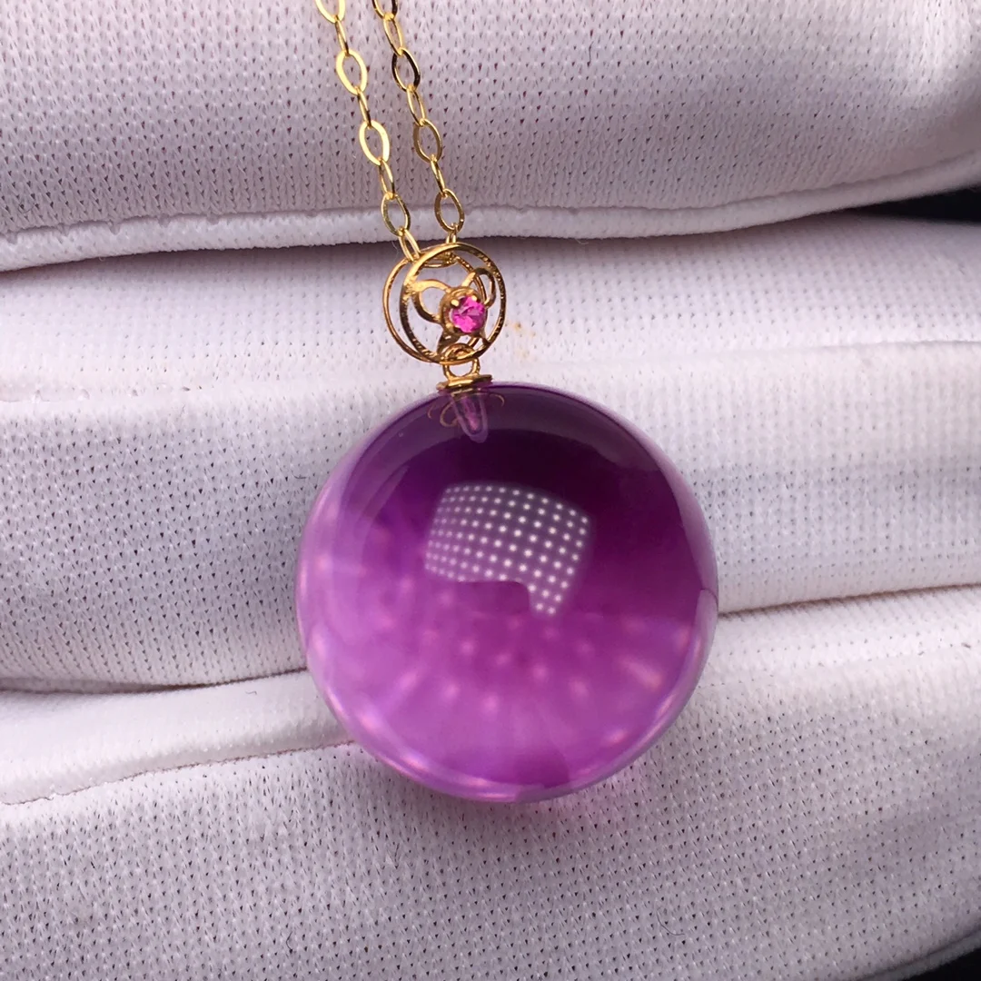 

Ожерелье с подвеской из натурального фиолетового аметиста и кварца, 15 мм, круглые ювелирные бусины с аметистом, женское и мужское ожерелье, Бразилия AAAAAA