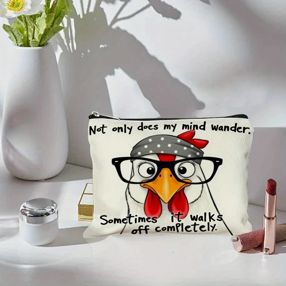 Bolsa de maquiagem de frango de desenho animado ACute – uma linda bolsa multifuncional com zíper, bolsa de armazenamento de joias