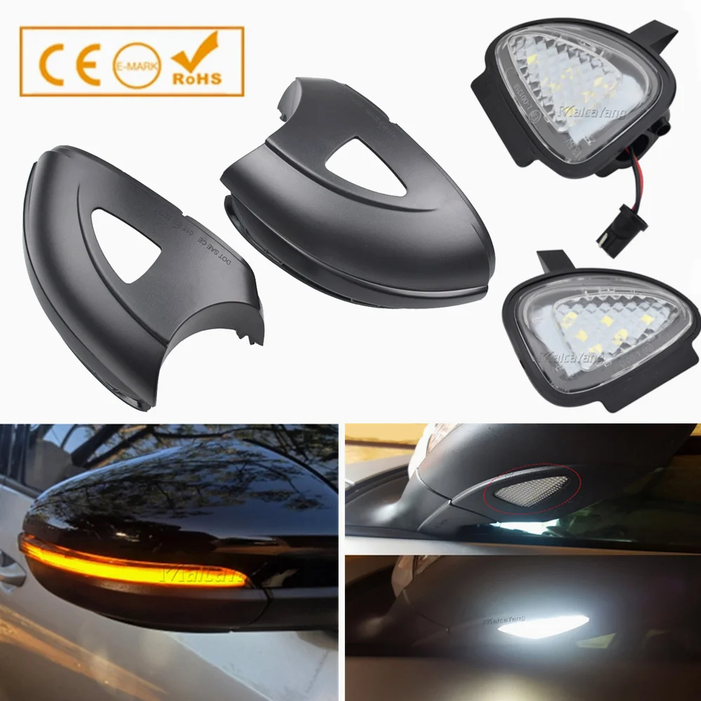 

Dynamic Turn Signal Light Side Wing Rearview Mirror With Puddle Light For Volkswagen VW GOLF 6 VI MK6 GTI R line R20