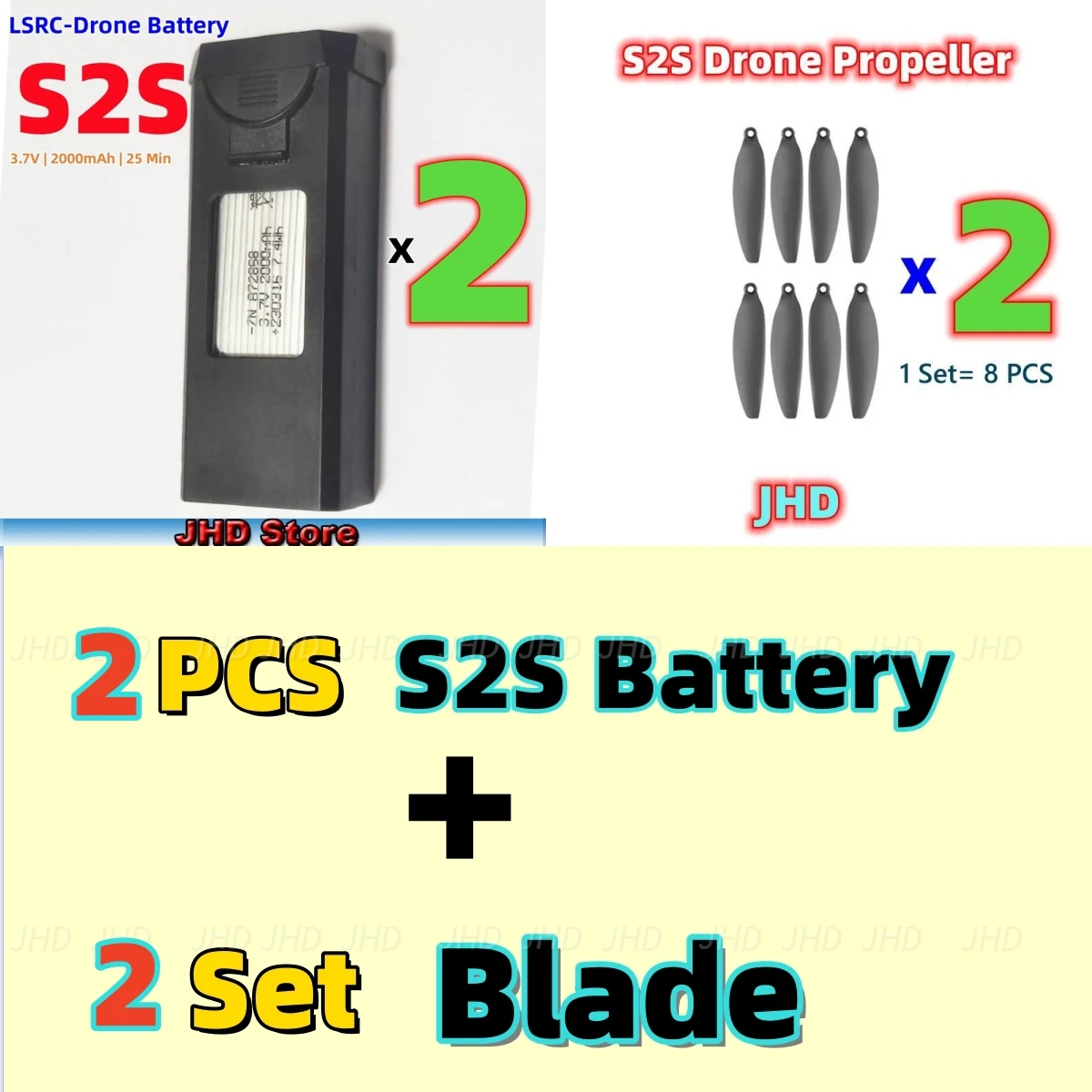 JHD 오리지널 LSRC S2S LS-S2S RC 쿼드콥터 미니 드론 배터리, 3.7V 2000mAh S2S 배터리 공급 업체