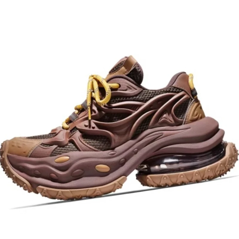 Mesh Leather Casual Sneakers Thick-soled Shoes for Men's and Women's Street-style Height-increasing Sports Daddy Shoes Couple's