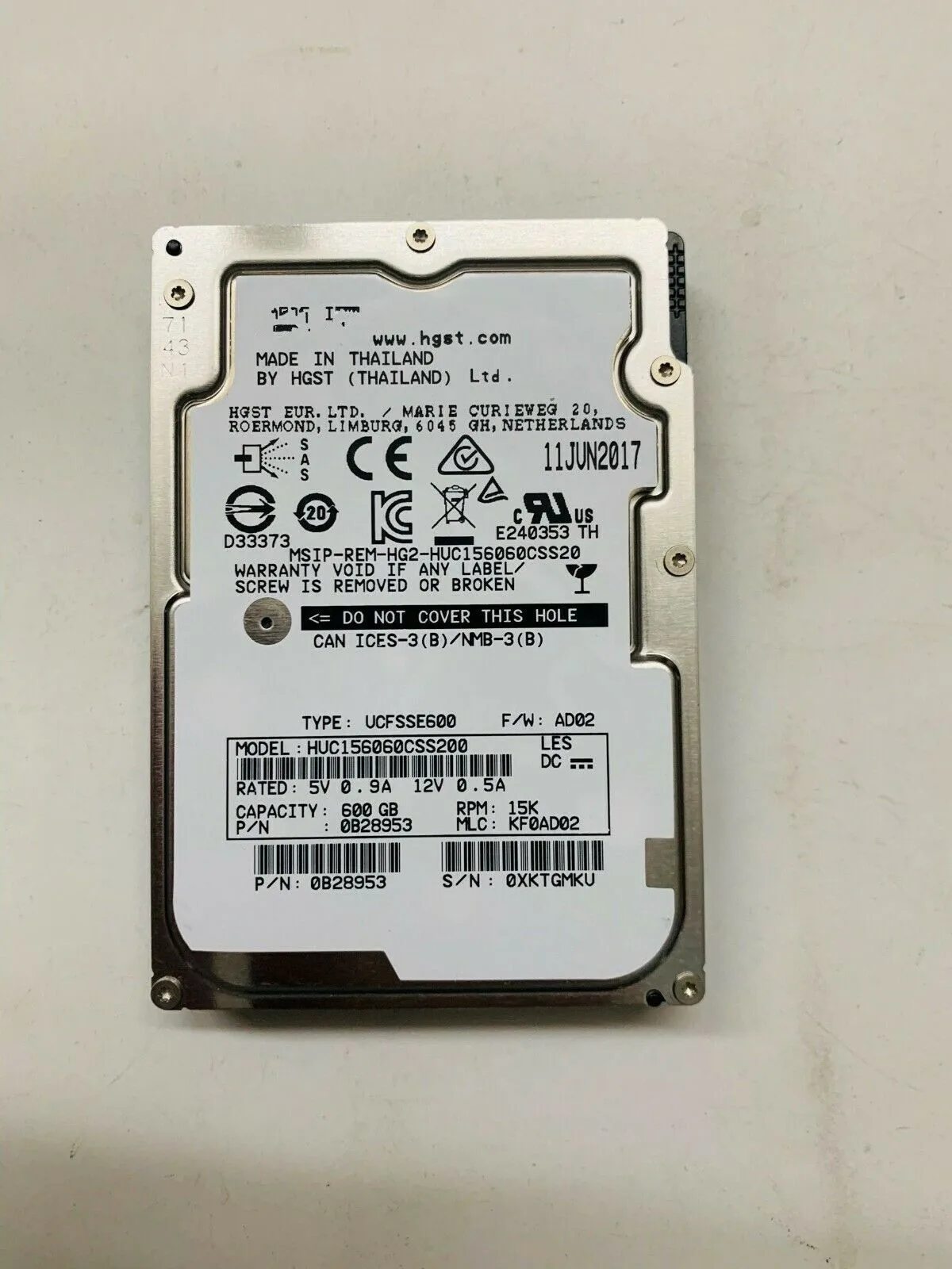 Imagem -02 - Hgst Huc1560css200 600gb 15k Rpm 12 gb s 128mb 25 Disco Rígido Sas