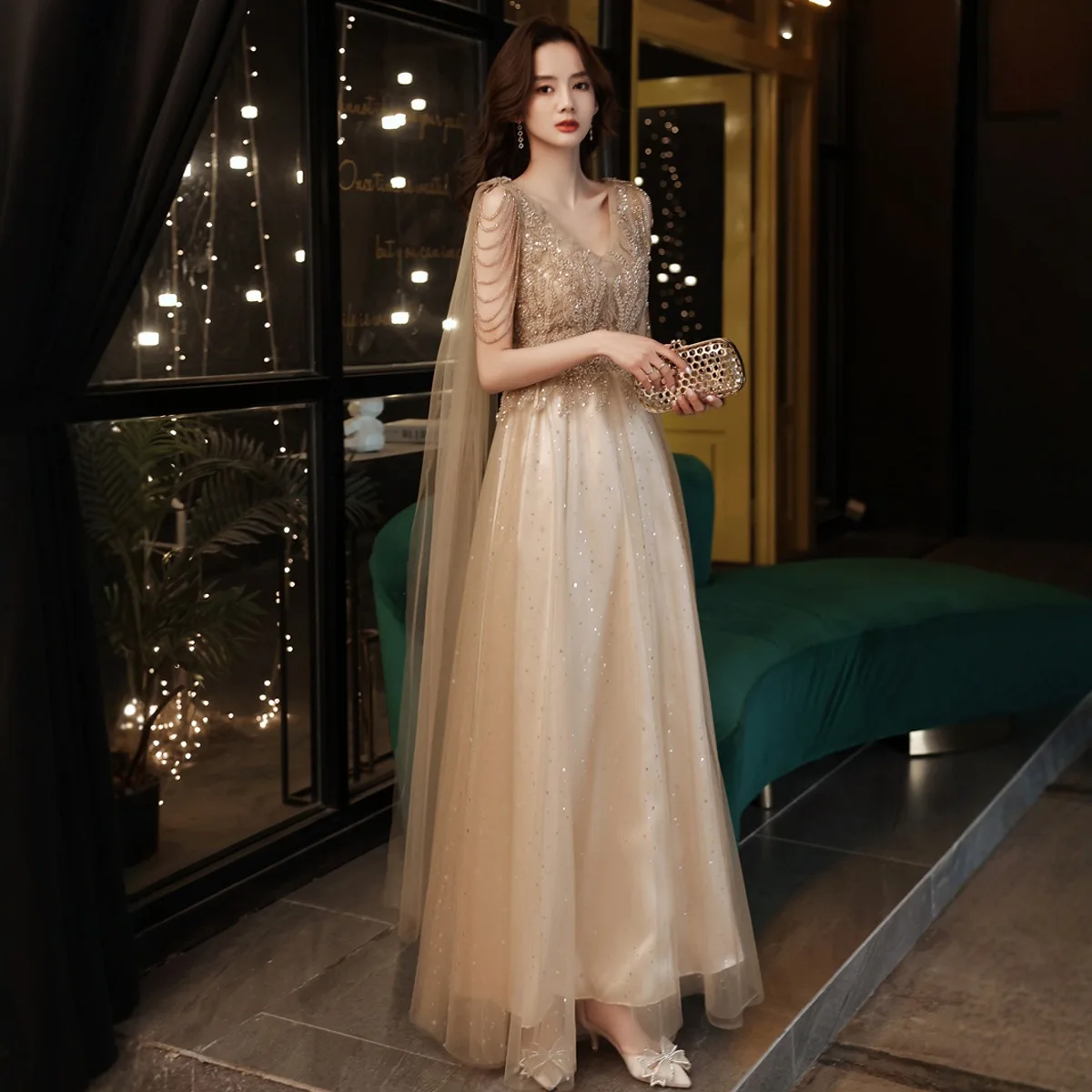 

High-End Evening Dress Female Art Exam Engagement Formal Dress Light Luxury Minority 2025 New Toast Dress Temperament High Sense