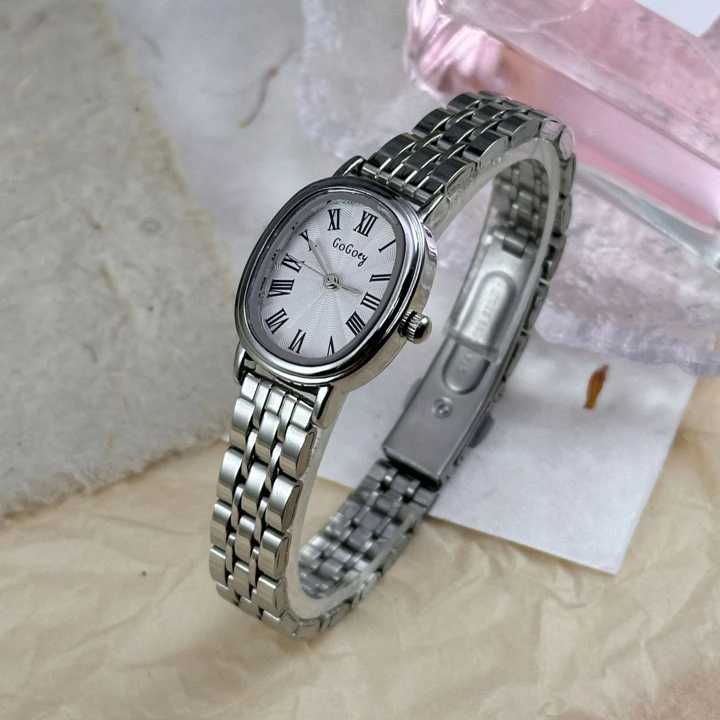 رائجة البيع موضة تنوعا البيضاوي الهاتفي المرأة ساعة كوارتز مقياس روماني الذهب الصلب حزام ساعة اليد دروبشيبينغ Reloj Mujer #5