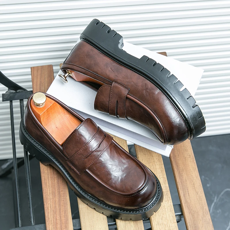 

Повседневные мужские лоферы Классический стиль для отдыха и бизнеса Модная вечеринка Повседневная офисная работа 38-46 Молодежная обувь на толстой подошве