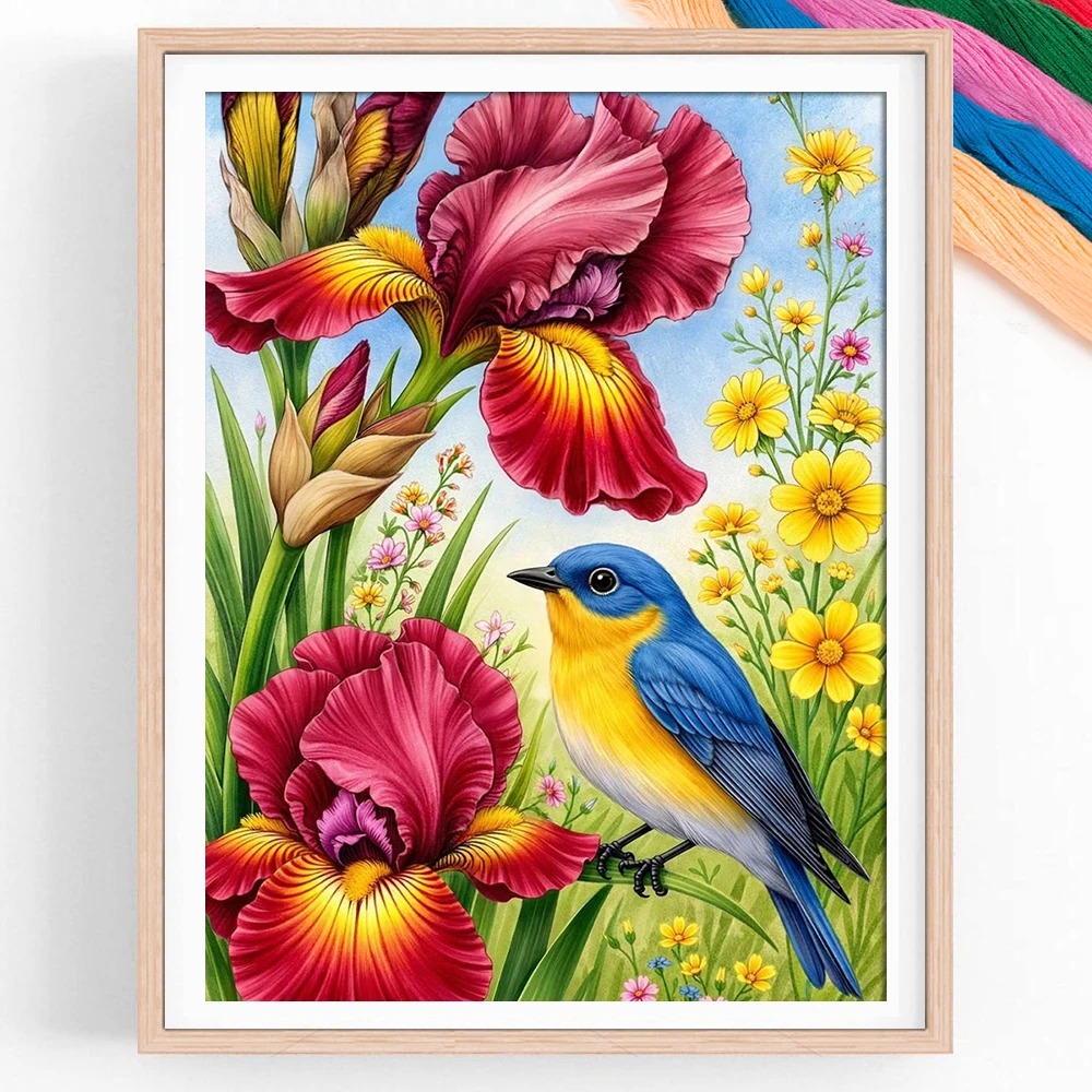 Flower 11CT Cross Stitch Kits DIY Needlework Embroidery Sets Bird Package Handicraft Home Decor