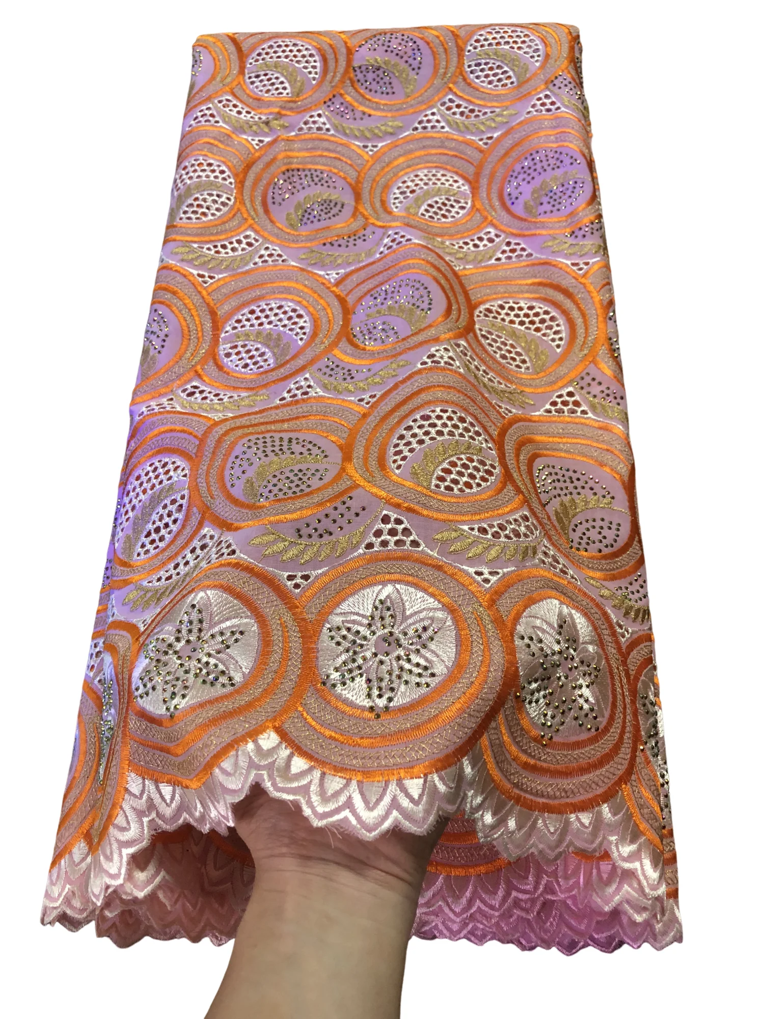 

5Yards African Perforate Cotton Lace Fabric Embroidery 2025 High Quality Dubai Fabrics Swiss Voile Lace In Switzerland For Dress