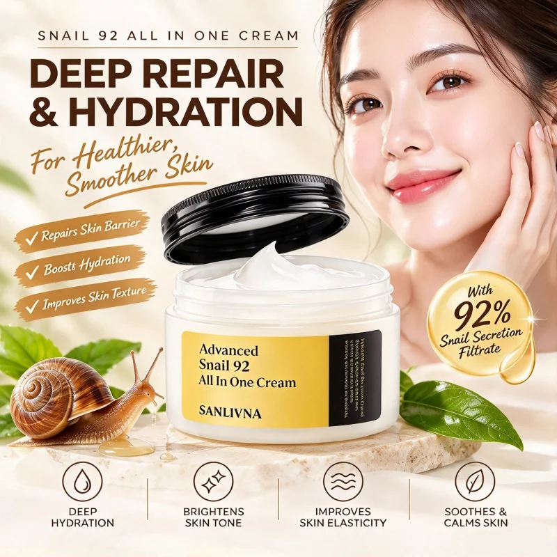 Korean Skincare Snail Mucin 92% Facial Cream,Facial Anti-aging Lightweight Moisturizer,Strengthening The Skin Beauty Products