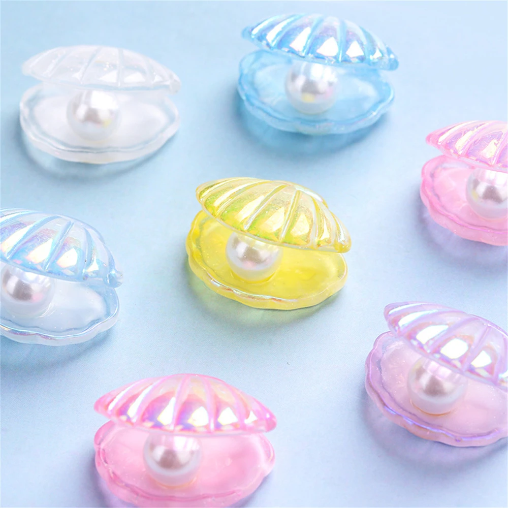 10pcs Kawaii Colorful Plated Shells Held The Pearl Or Mermaid Cute Resin Seashells Embellishment Craft Decoration Accessories