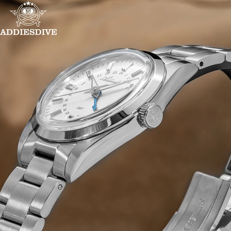 ADDIESDIVE montres analogiques pour hommes étanche bulle miroir verre acier inoxydable BGW9 montres à Quartz lumineuses cadran Beige montre-bracelet