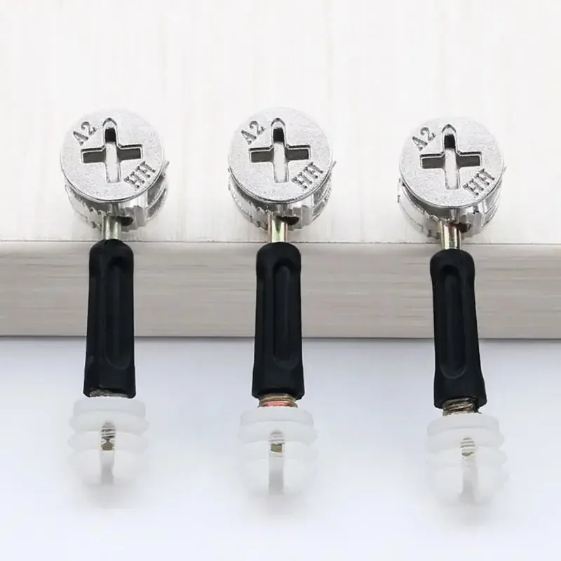 100pcs Furniture Three-In-One Connector, Alloy Wheel, Hardware Accessories, Screws, Fasteners